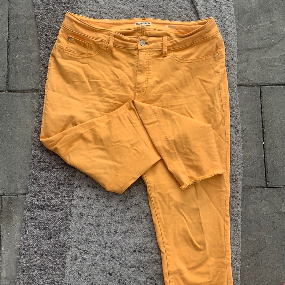 Size 16 Warp+Weft Cadmium Yellow Skinny Jeans